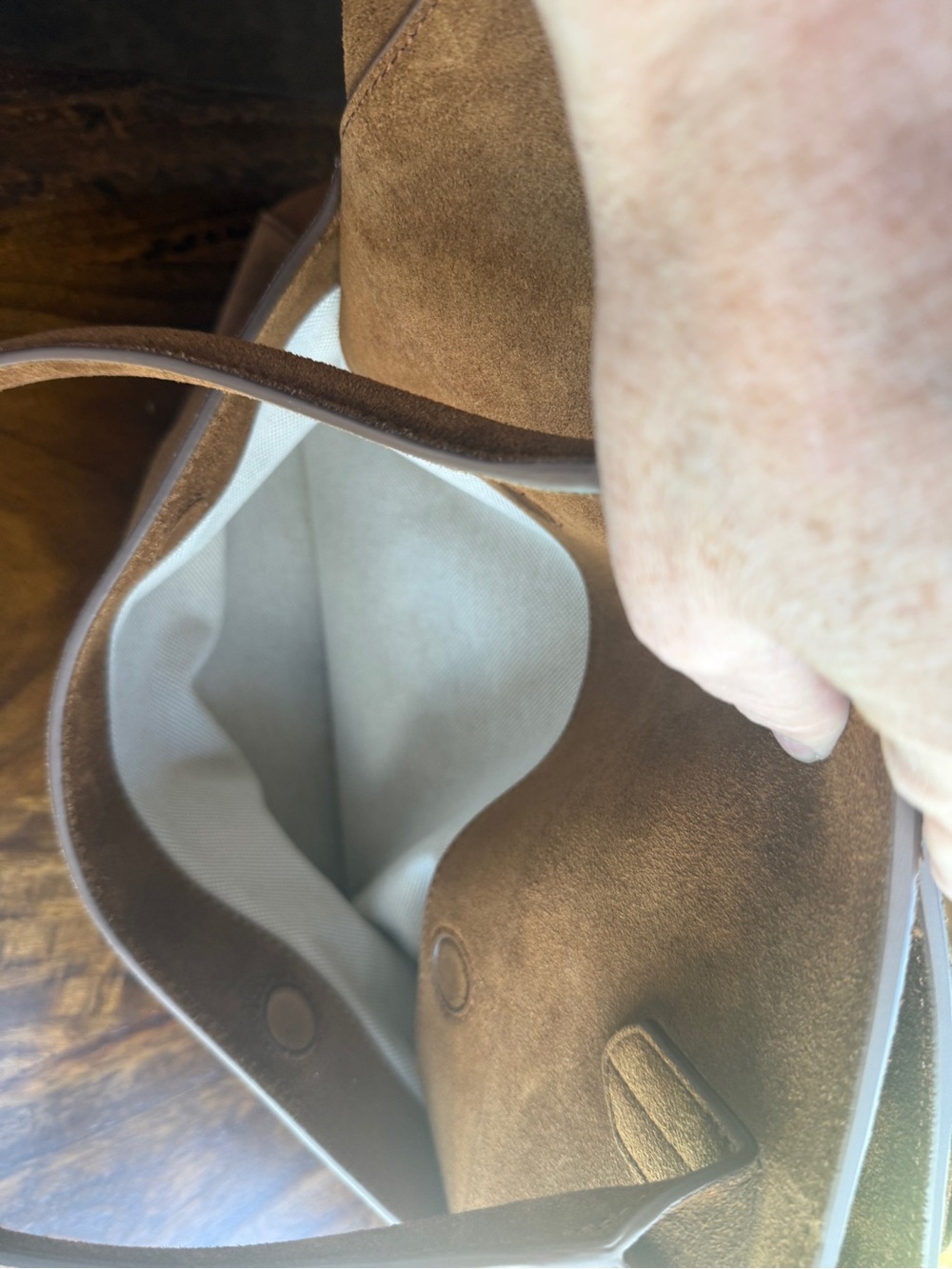 Quince Hudson Italian Suede Tote Whiskey Brown Leather Work Bag - Picture 11 of 12